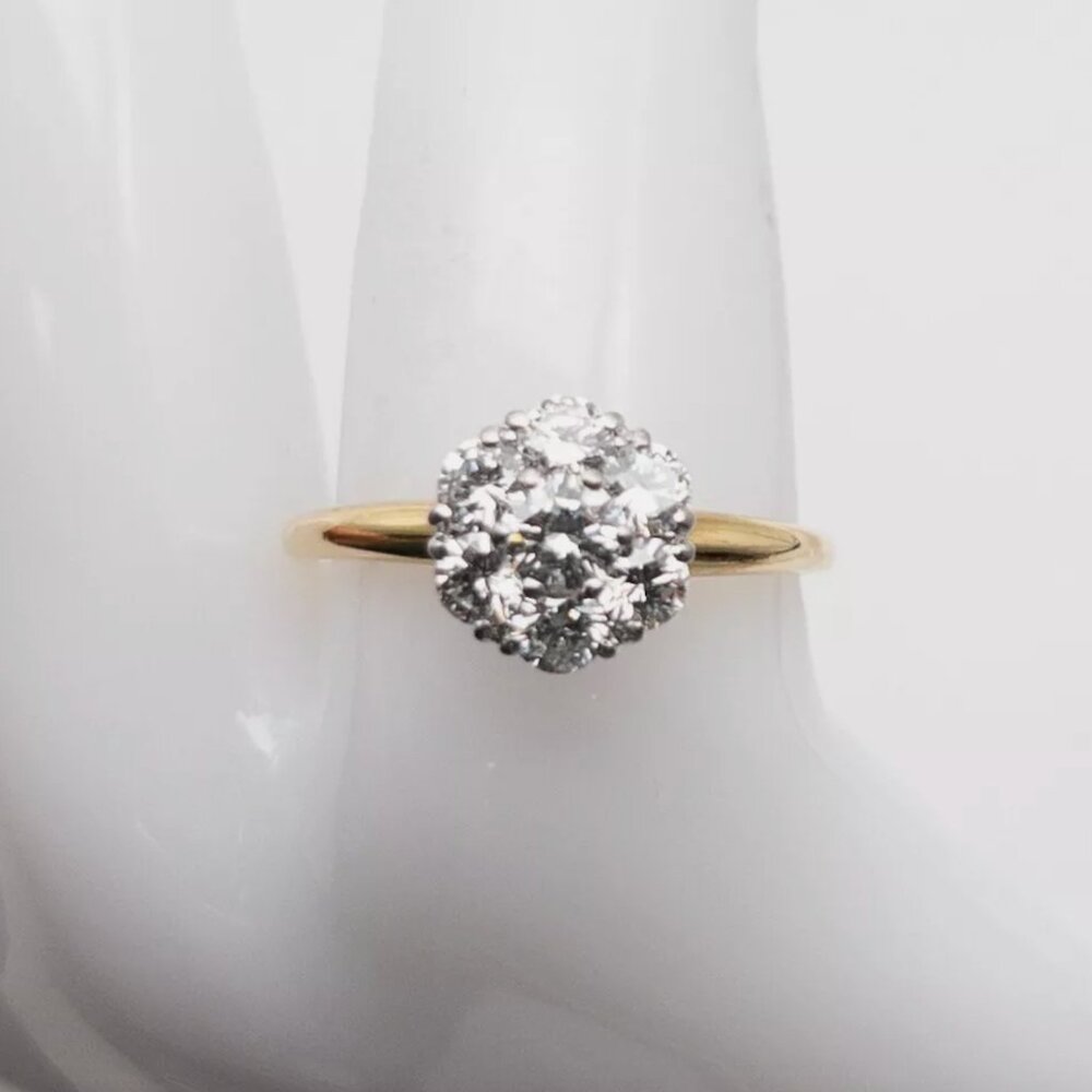 Signed Vintage 1ct VS G Ideal Cut Diamond 18k Yellow Gold Wedding Ring